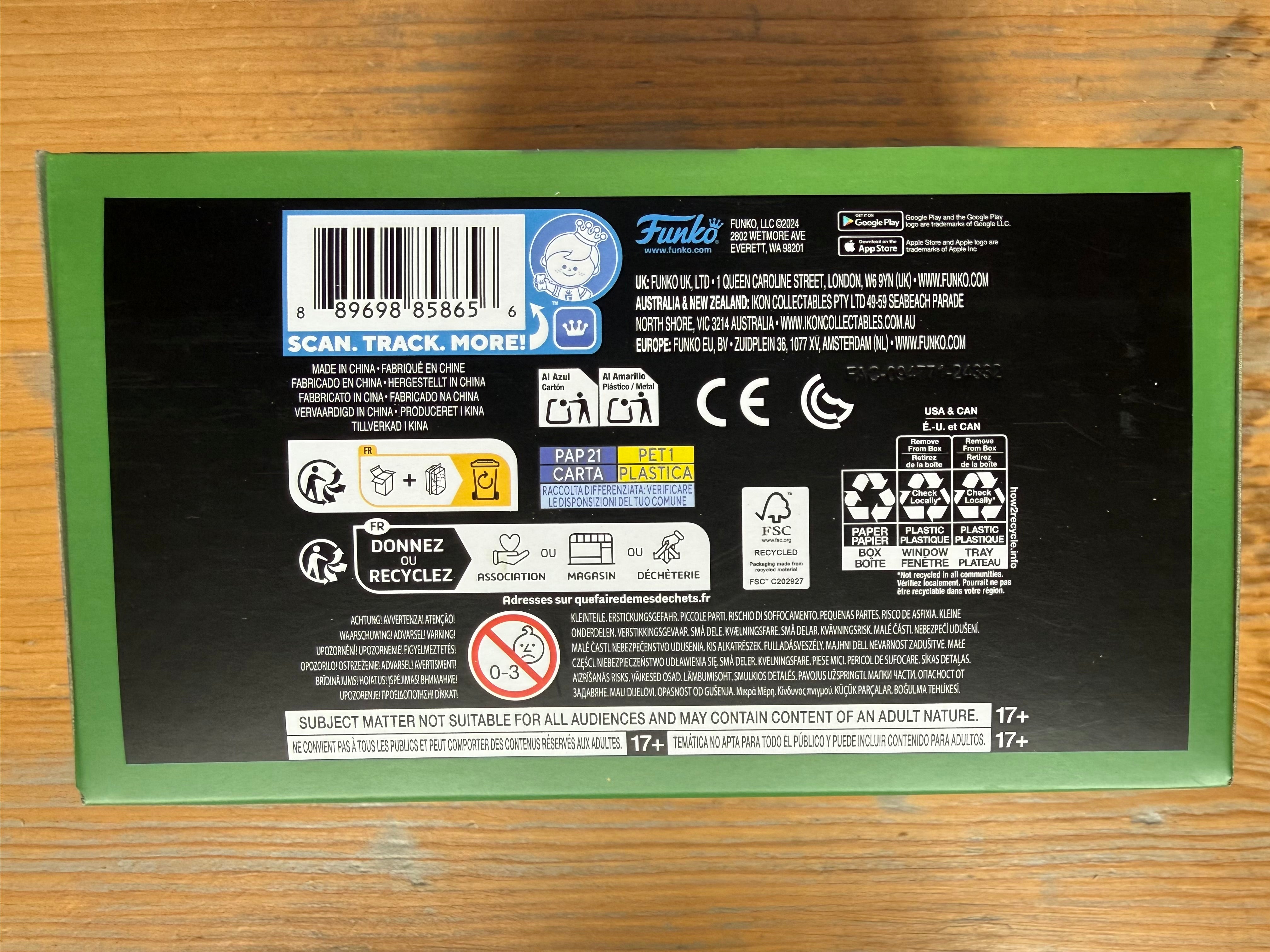 Funko Pop! Digital xenomorph figure box back with barcode and certification icons