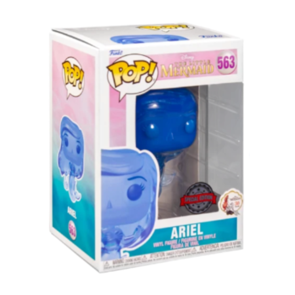 Translucent blue Ariel Funko Pop vinyl figure box with window view