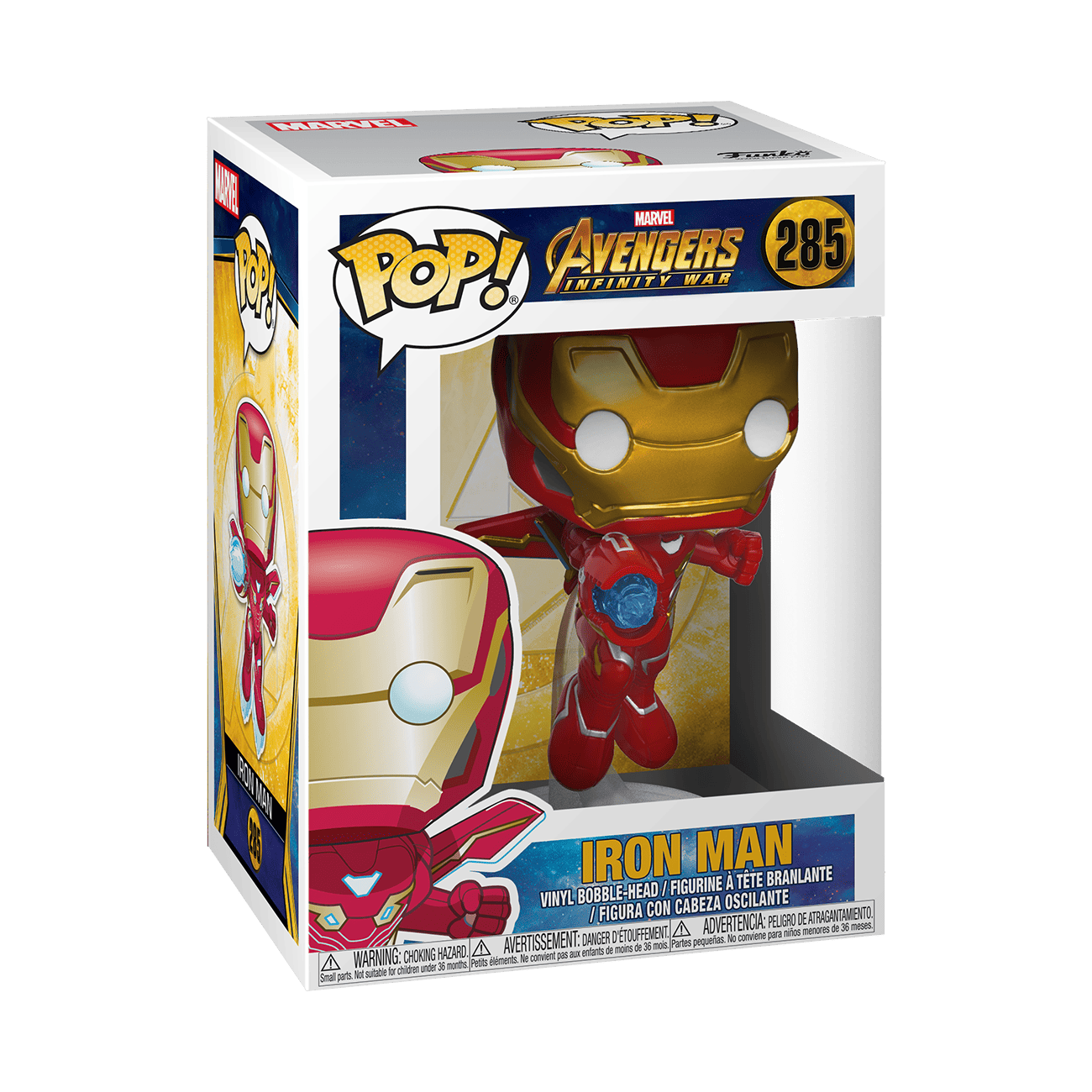 Funko Pop! Iron Man #285 boxed vinyl figure, red and gold suit with nano repulsor cannon