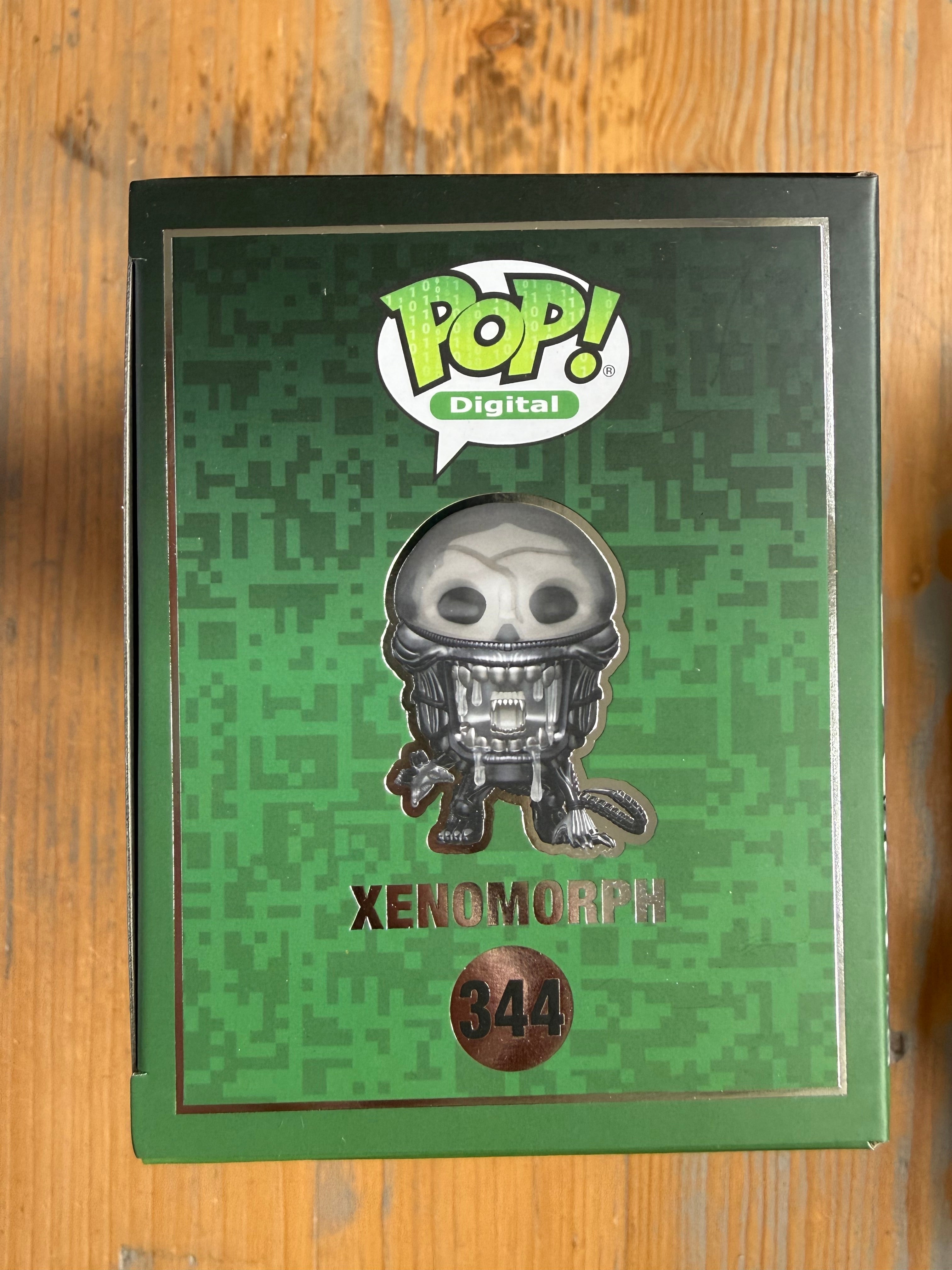 Funko Pop! Digital Xenomorph figure box with character art and “844” circle