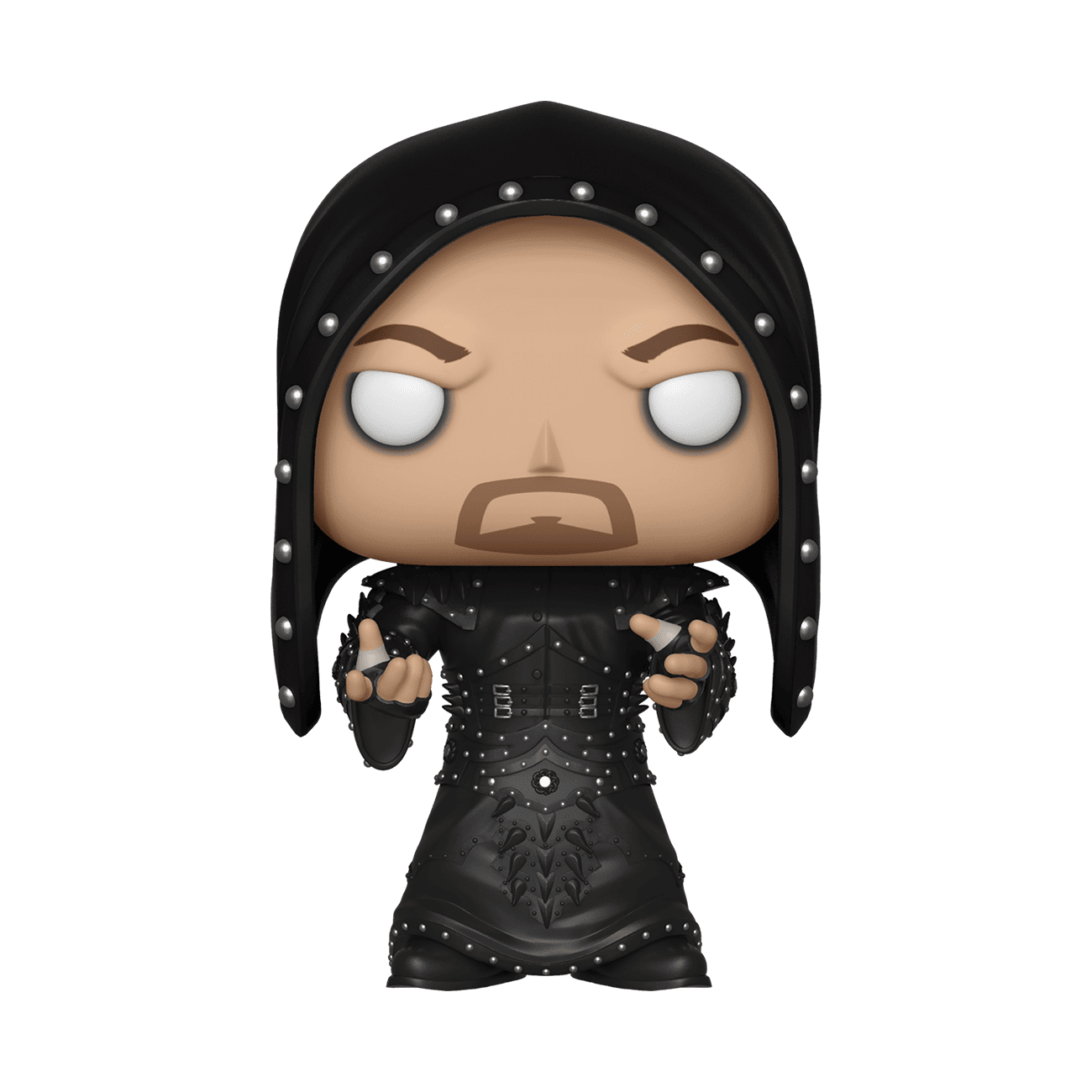 Undertaker hooded vinyl figure with studded black hood and scowling face