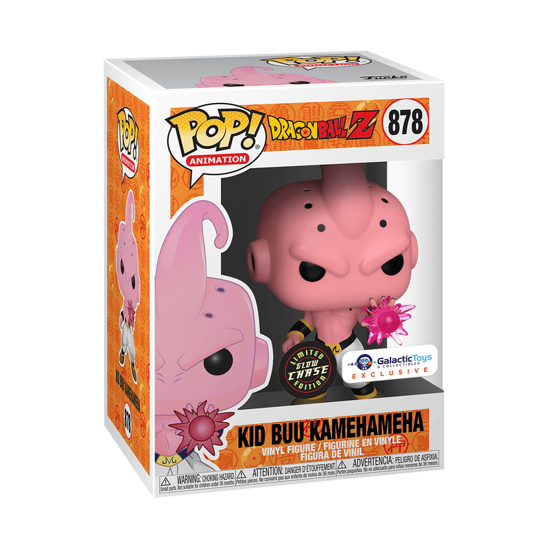 Funko Pop! packaging for Kid Buu Kamehameha with Dragon Ball Z branding.