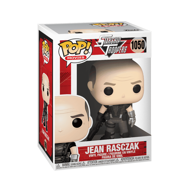 Funko Pop! Jean Rasczak vinyl figure in gray tactical armor, boxed packaging