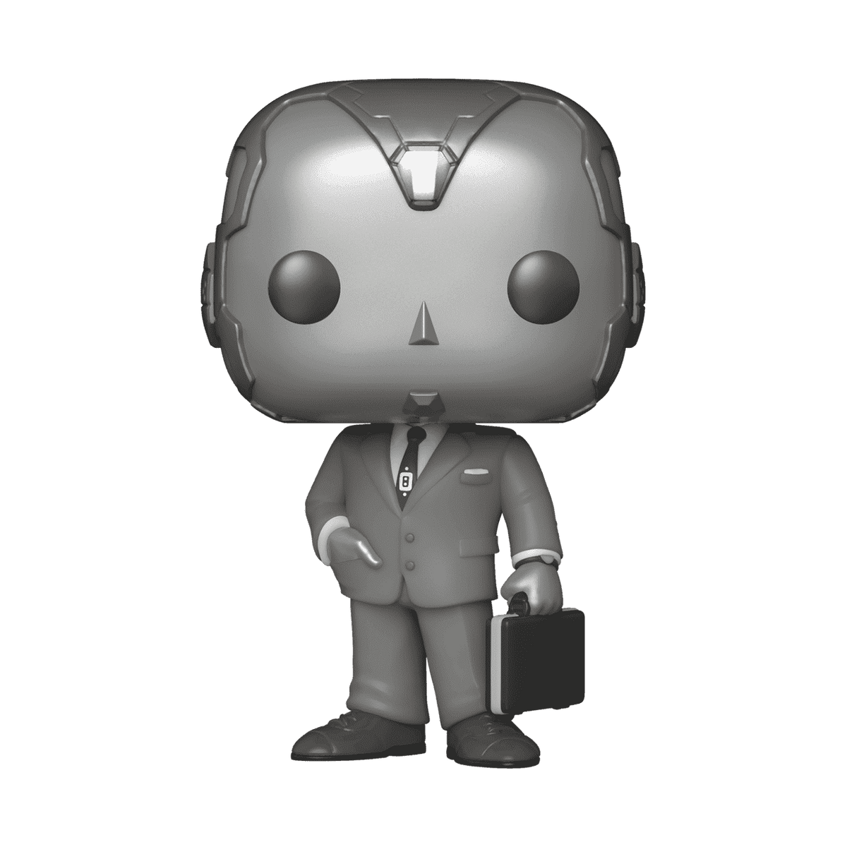 Gray 50s Vision Funko Pop vinyl figure in suit, holding black briefcase