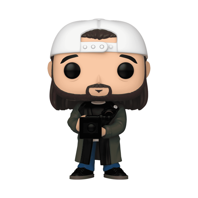 Funko Pop vinyl figure of Silent Bob holding a camera, white helmet and dark clothes