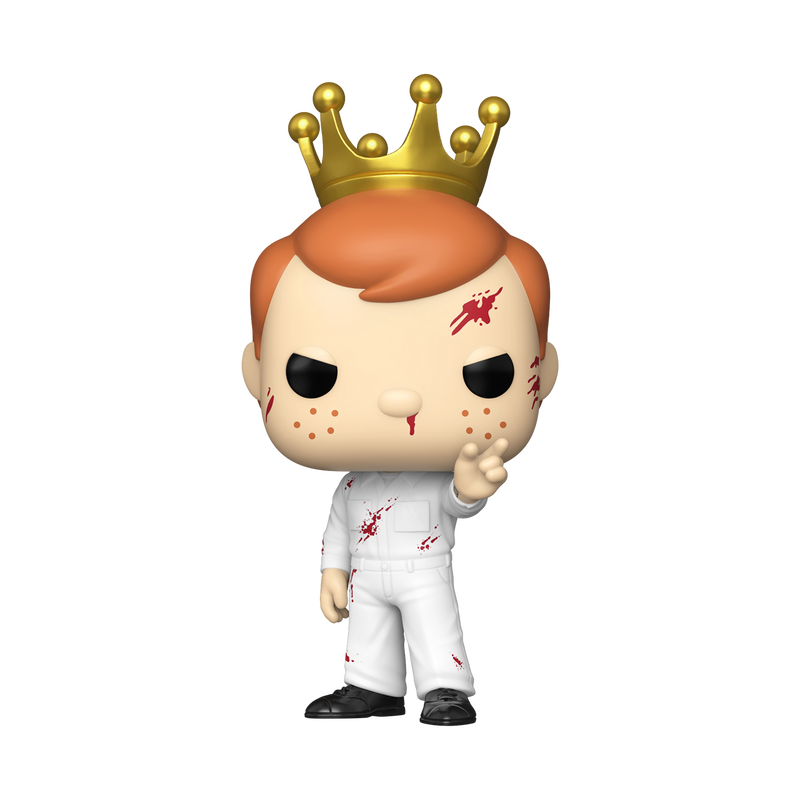 Funko Pop! vinyl figure with a gold crown and bloodstains on a white background