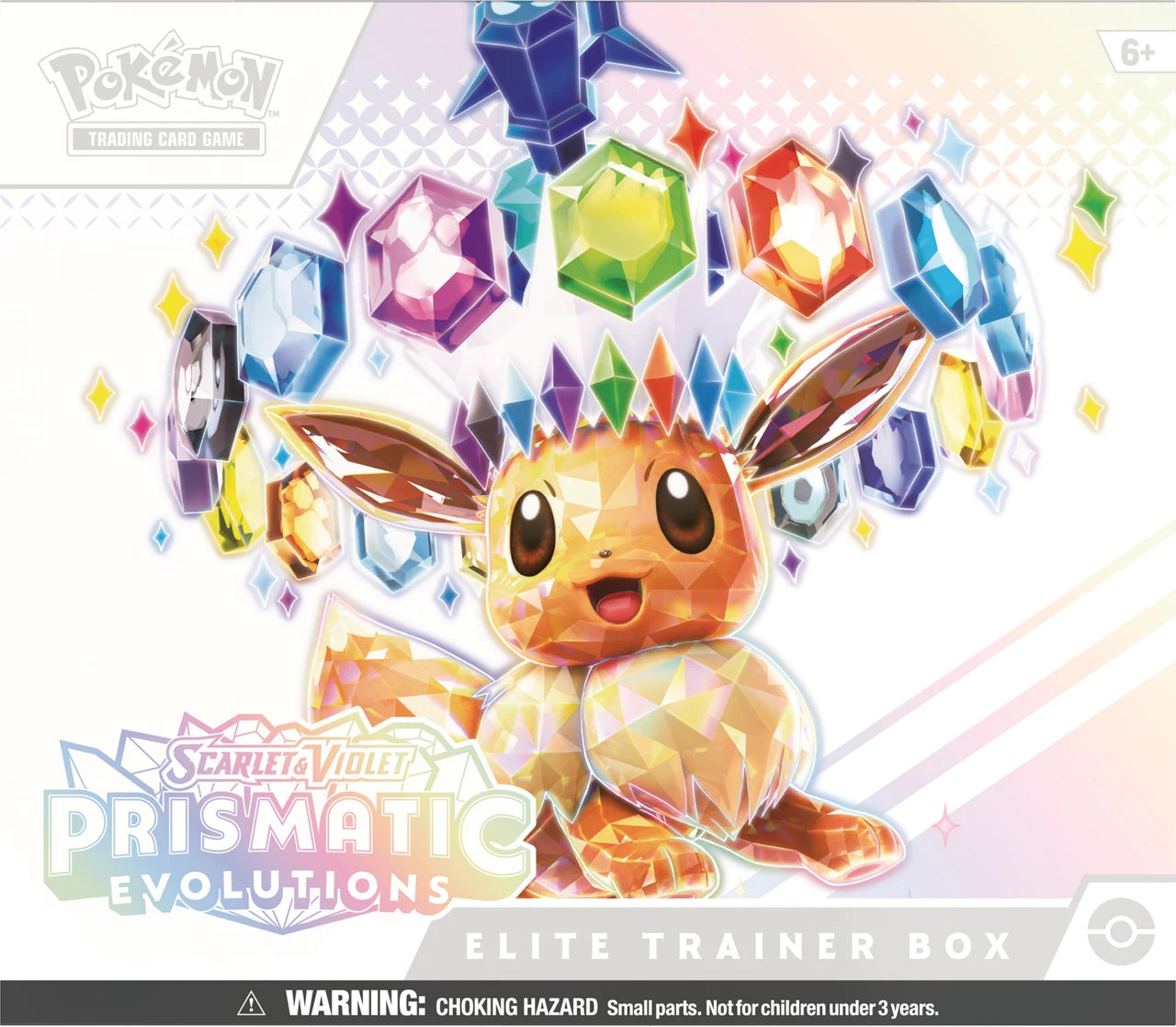 Pokémon TCG Elite Trainer Box front showing Pikachu-style Prismatic Evolutions artwork