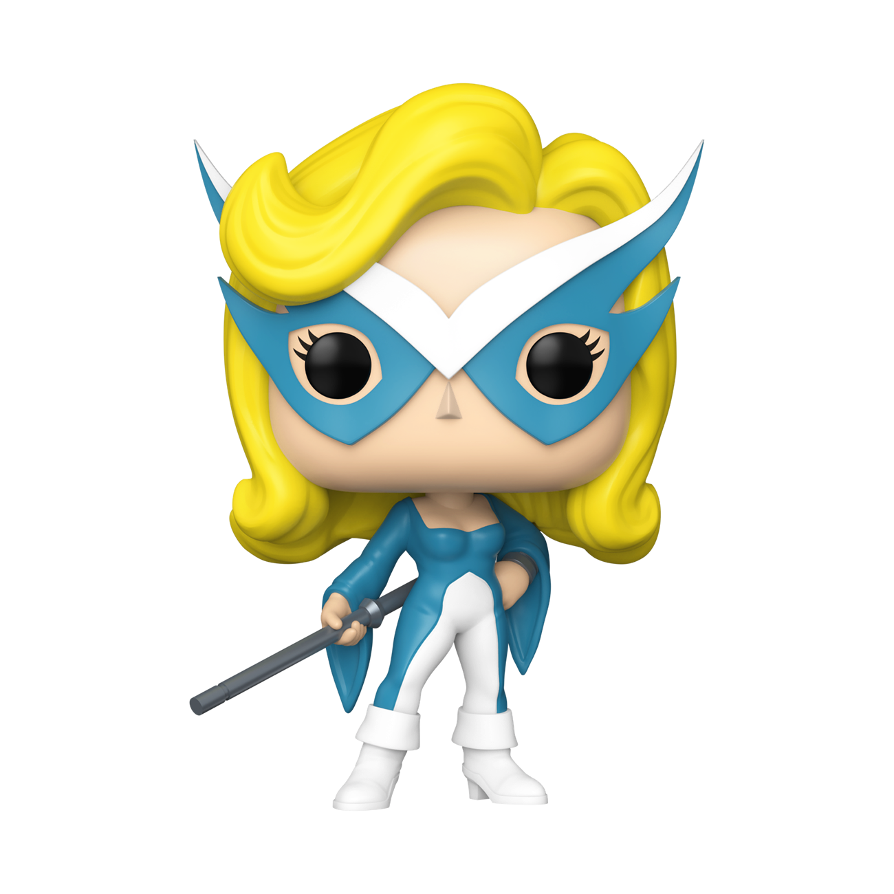 Wonder Man Funko Pop figure, blonde hair, blue bodysuit and gray boots