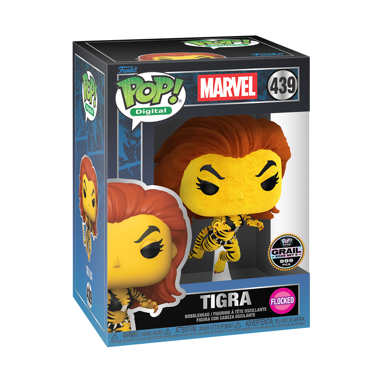 Funko Pop! Digital Tigra boxed figure, yellow-orange feline with black stripes