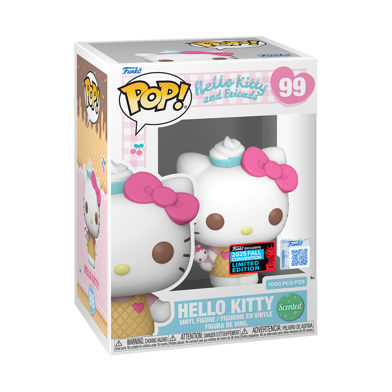 Boxed Hello Kitty Funko Pop vinyl figure with ice-cream hat, scented.