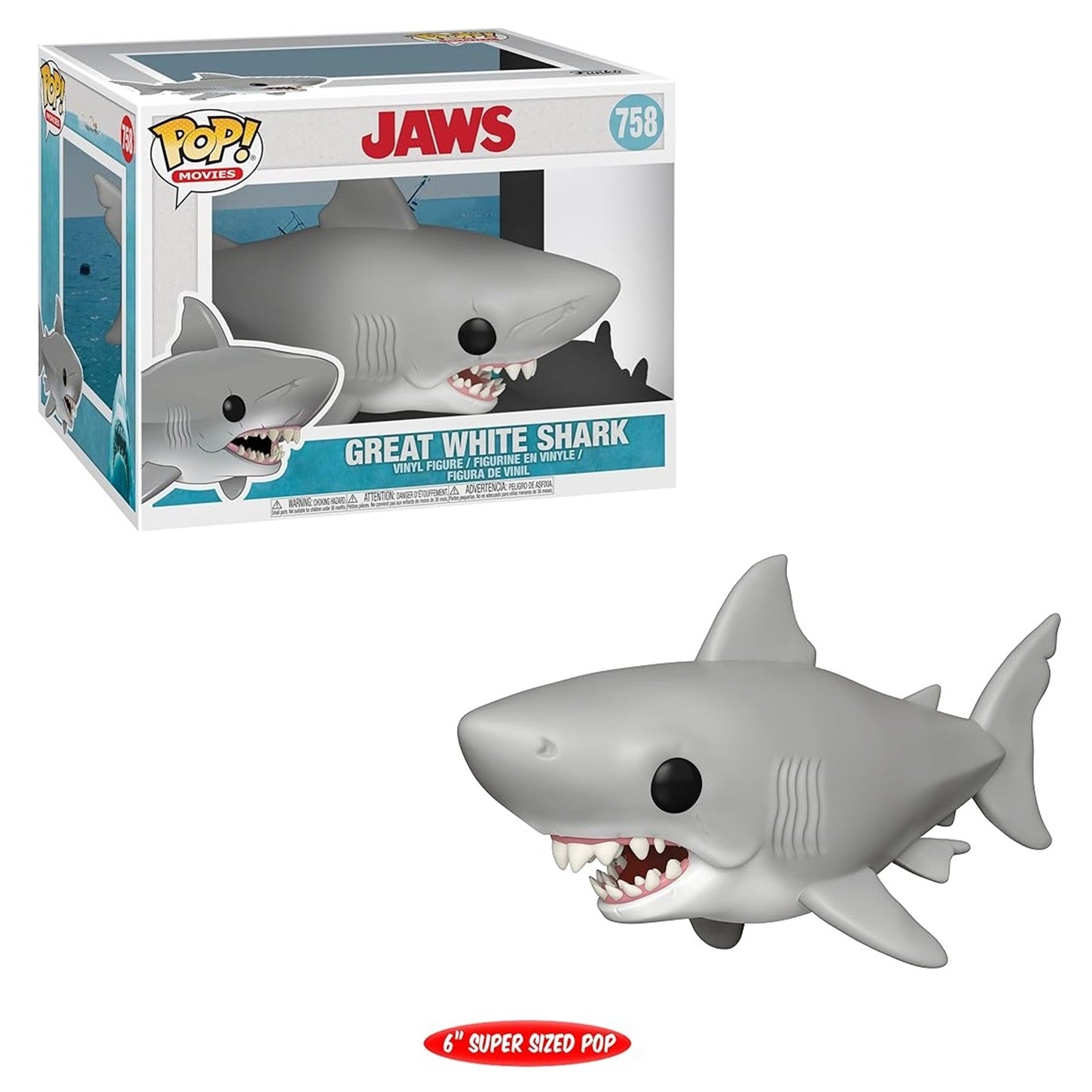 Funko Pop! Movies: Jaws - Great White Shark (6" Super Sized) #758