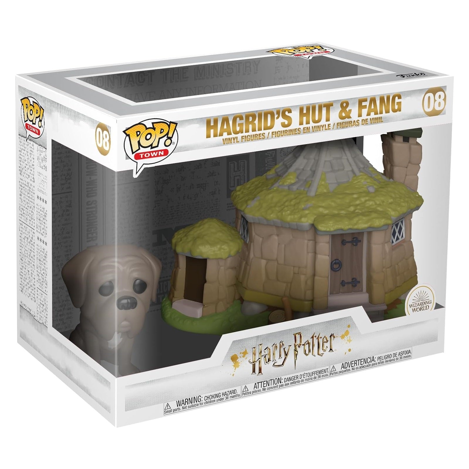 Funko Pop! Town box set with dog figure and Hagrid's Hut, green moss roof