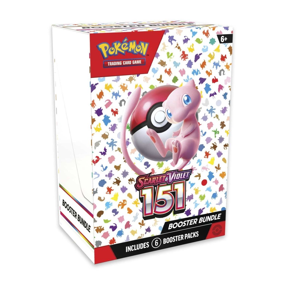 Pokémon 151 booster bundle box with Mew illustration and colorful confetti design