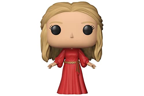 Blonde-haired vinyl collectible figure in red dress with long sleeves, large black eyes