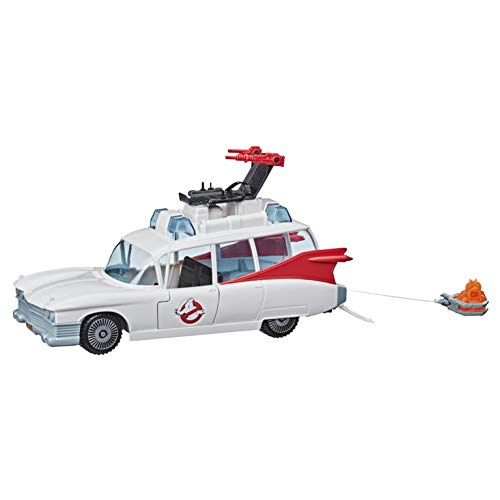 Ghostbusters Ecto-1 toy vehicle, white body with red top and red rear fins