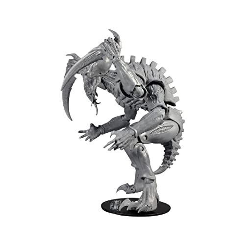 Grey alien action figure with long claws, curved blades, and spiked shoulders