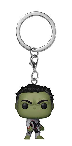 Metal ring keychain with green Hulk mini figure and chain links