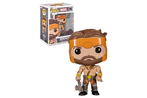 Hercules Pop! vinyl figure with orange helmet and brown beard, holding a weapon