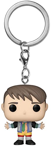 Joey Tribbiani Funko POP keychain figure on silver ring, colorful striped outfit