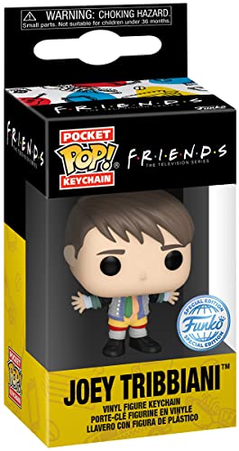 Joey Tribbiani Funko POP Pocket keychain in box, brown hair and colorful striped clothes