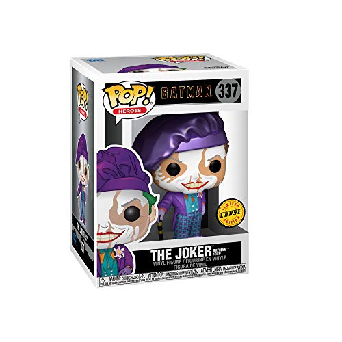 Boxed Joker vinyl figure with purple hat and cane, CHASE badge on front