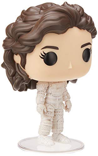 Vinyl figure of a woman in a white space suit with brown hair, standing on base.
