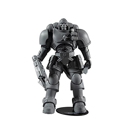 McFarlane Space Marine Reiver 7in figure, dark gray armor, standing with weapons