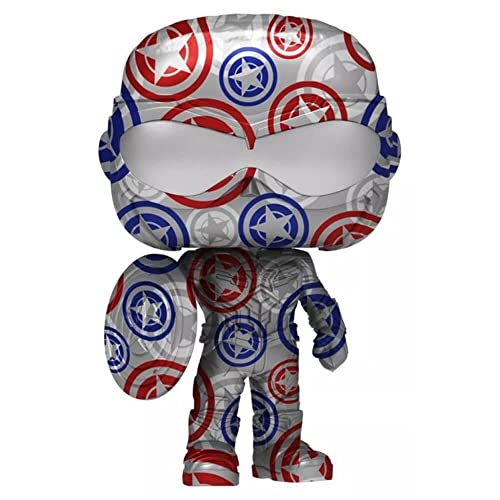 Captain America Funko POP figure front view wearing red, white, and blue shield suit