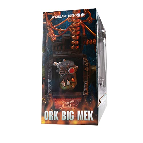 Ork Big Mek boxed action figure, black and green mech armor with gold head details
