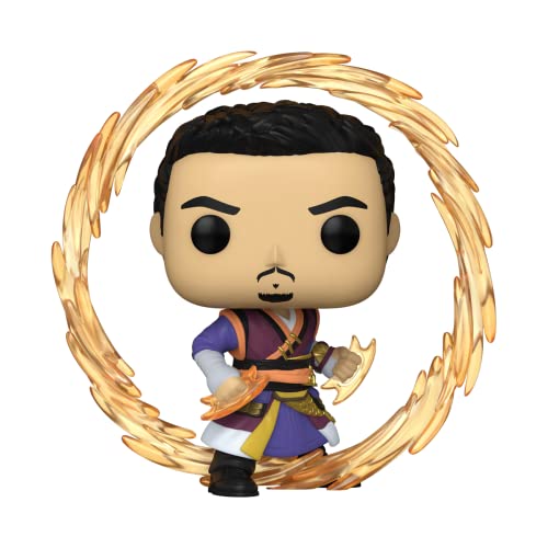 Vinyl collectible figure of Wong with dark hair, purple robe, and gold aura ring
