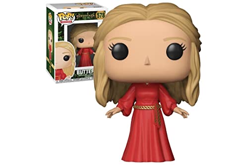 Blonde vinyl collectible figure in a red dress with gold chain necklace, black eyes