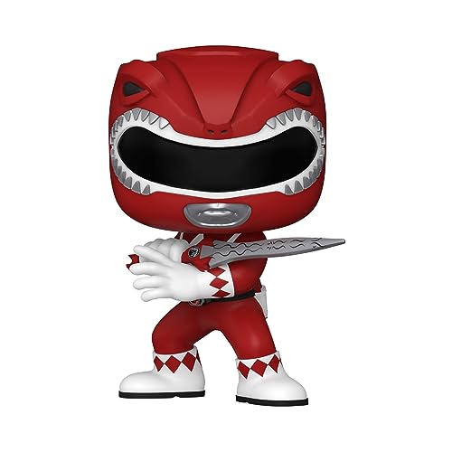 Red Ranger Funko Pop! vinyl figure holding sword, red suit with white accents