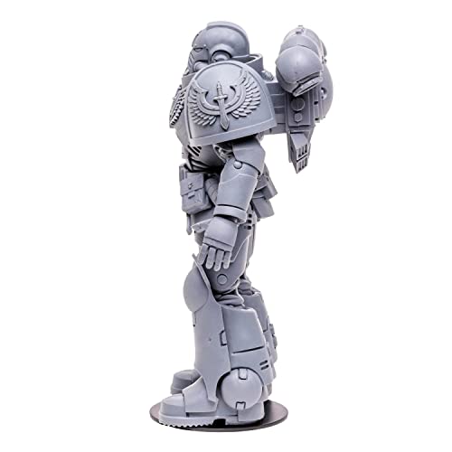 Gray Space Marine Reiver action figure side profile, standing with detailed armor