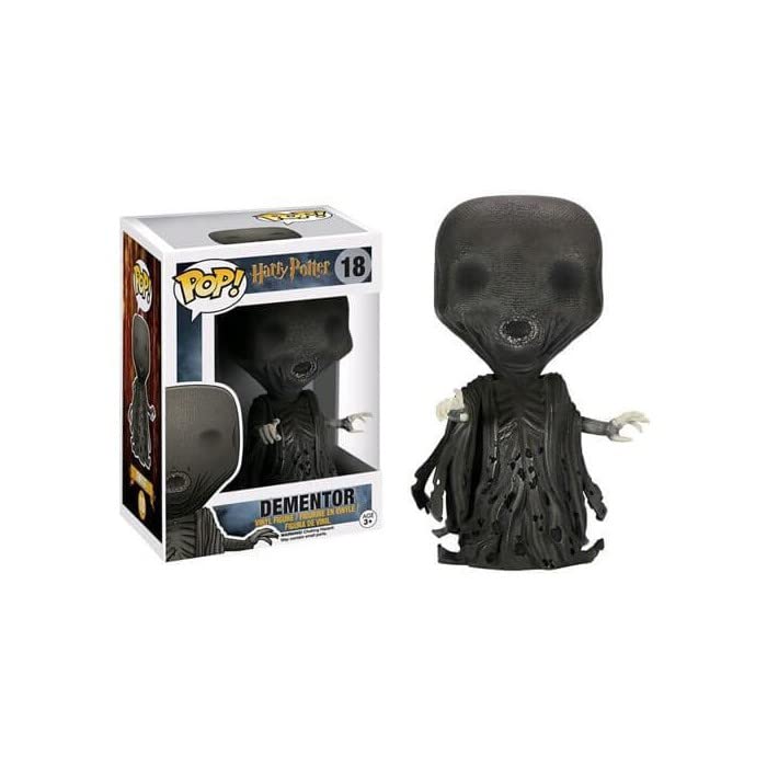 Boxed Dementor vinyl figure with dark hooded head and black robe, open arms.