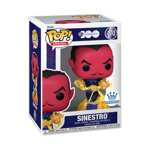 Sinestro Heroes Pop! vinyl figure in box, window view of red character and gold lantern