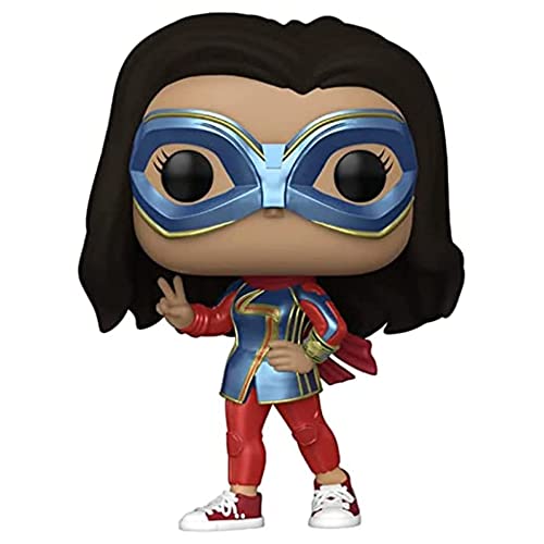 Collectible vinyl figure of Ms. Marvel with blue goggles and red boots, standing pose