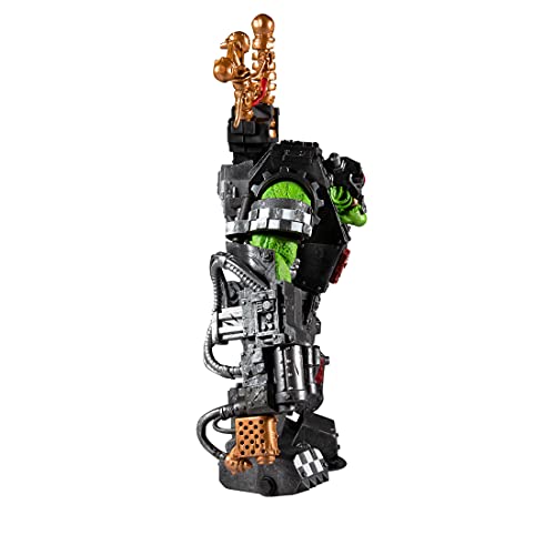 Ork Big Mek action figure side view: tall black mech body with green accents