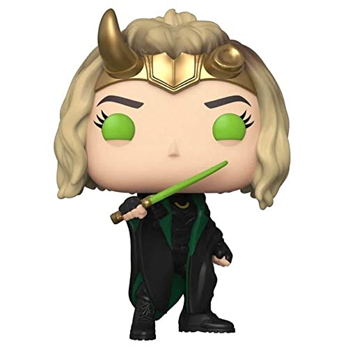 Standing Sylvie vinyl figure, black suit with green accents and gold horn headpiece