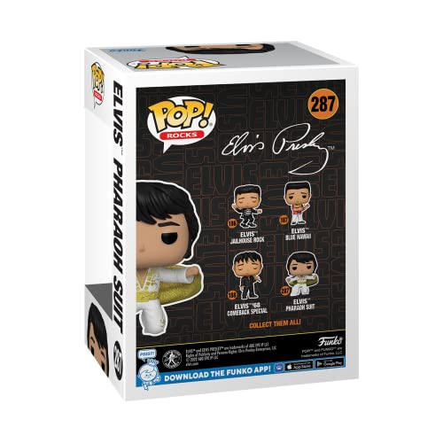 Funko Pop! Rocks box back showing Elvis figure lineup and pharaoh-suit character art