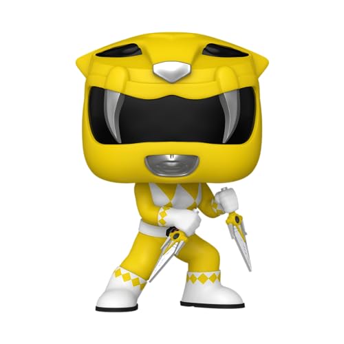 Yellow Ranger Funko POP! vinyl figure with black visor, white gloves, and twin blasters