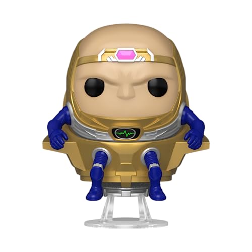 Gold astronaut-style vinyl figure with blue gloves and green face screen