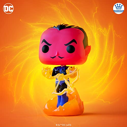 Sinestro Pop! vinyl figure with gold lantern, blue suit, and orange flame base
