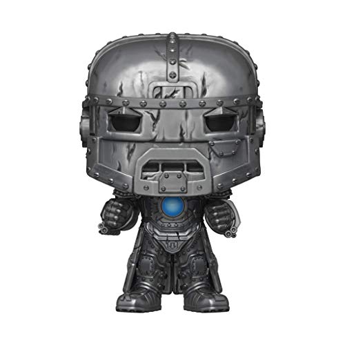 Iron Bob vinyl figure with metallic helmet and blue chest light, dark gray
