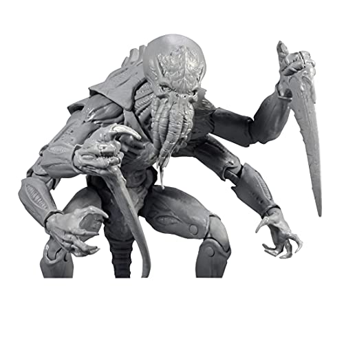 Grey Tyranid Genestealer action figure close-up with head ridges and extended claw arms