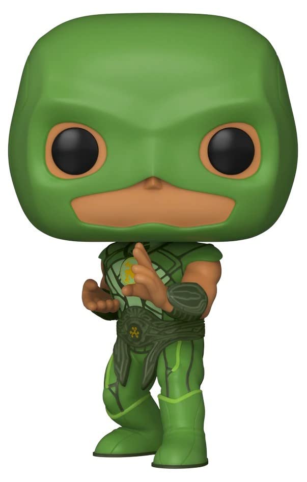 Green JudoMaster vinyl figure with large eyes, wearing green suit