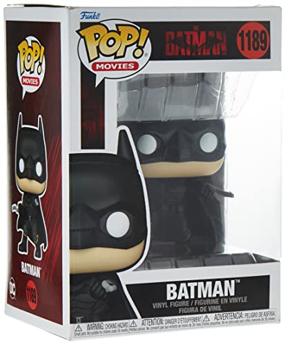 Boxed Batman vinyl figure with black cowl and cape, windowed display