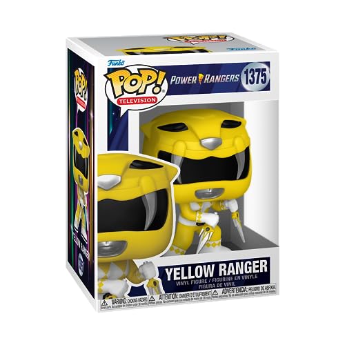 Funko POP! Yellow Ranger vinyl figure in white and yellow suit with blaster accessories