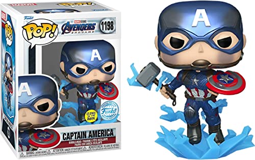 Captain America Funko Pop in box with metallic blue helmet and shield, 1198