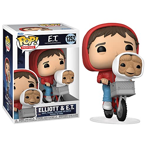 Vinyl Funko Pop figure of Elliott with red hood and E.T. in white helmet