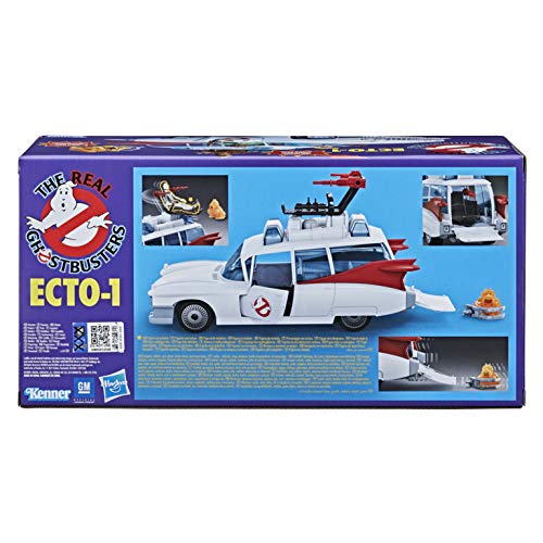Ghostbusters Ecto-1 toy vehicle box back panel with multiple vehicle views